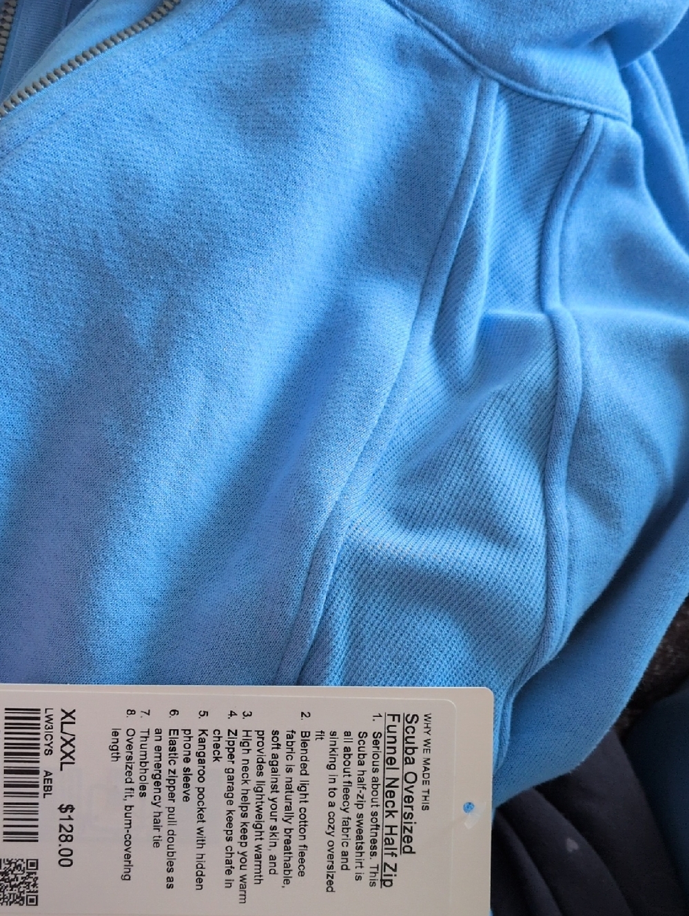 186: NEW Lululemon oversized half zip xl/xxl